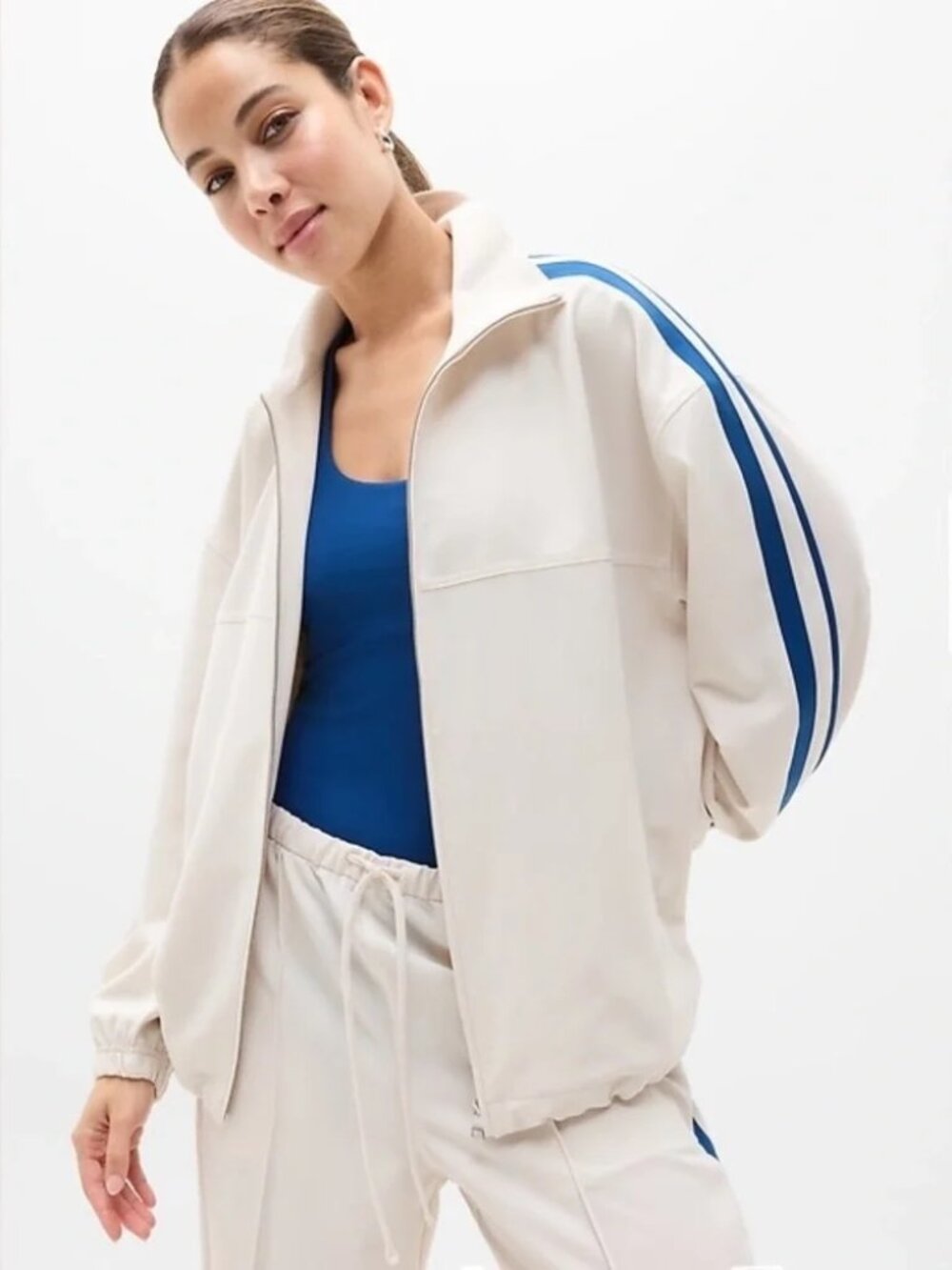 NWT Athleta Bone/Navy MVP Track Jacket L